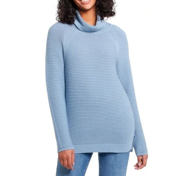 Kenneth Cole Women’s Cowl Neck Light Blue Shaker Knit Sweater Sz XXL💥HostPick💥 - Picture 1 of 6
